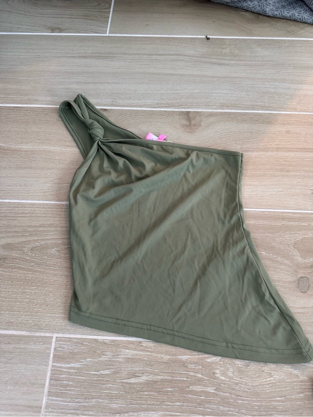 Edikted Olive Green One-Shoulder Tank with Knot Detail